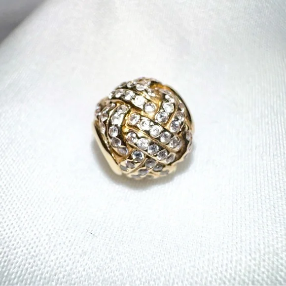 Rare Retired PANDORA Solid 14K Gold 585 Sparkling Love Knot Charm # 7509…